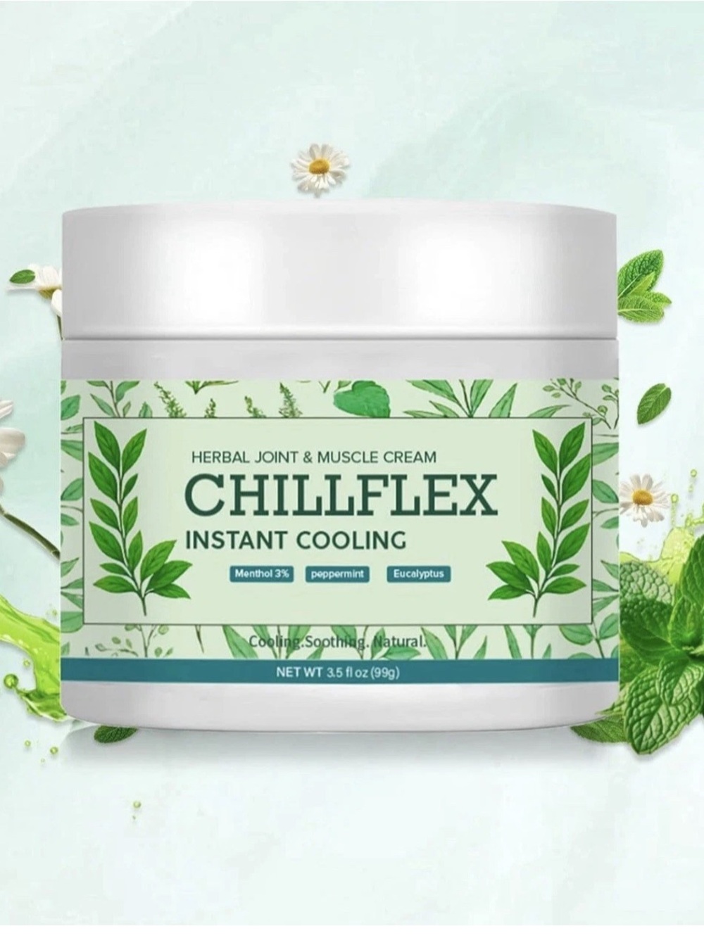 CHILLFLEX Instant Cooling Relief Cream w/ Menthol Peppermint Eucalyptus 4 oz